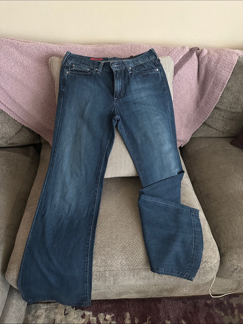 AG the Glisten- Classic Dark Blue Women's Wide Leg Jeans